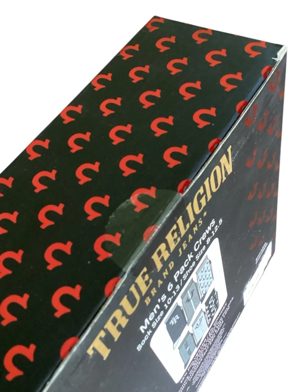 True Religion Men’s Crew Socks 6 Pack Logo Print Size 10-13 NIB‎